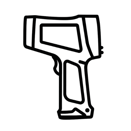 Icon eines Infrarot Thermometers zur Temperaturmessung im Pizzaofen