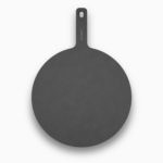 Runder Gozney Pizza Servierteller aus dunklem Material mit Griff