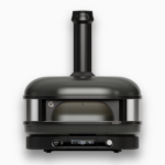 Schwarzer Gozney Dome Pizzaofen in Frontansicht mit geschlossener Ofenkammer und Display