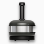 Gozney Dome XL Pizzaofen in Schwarz mit Kaminaufsatz, seitliche Ansicht des Gehäuses