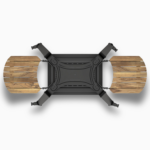 Draufsicht auf das schwarze Gozney Gestell für Dome und Dome XL Pizzaöfen mit beidseitigen Holzablagen auf weißem Hintergrund