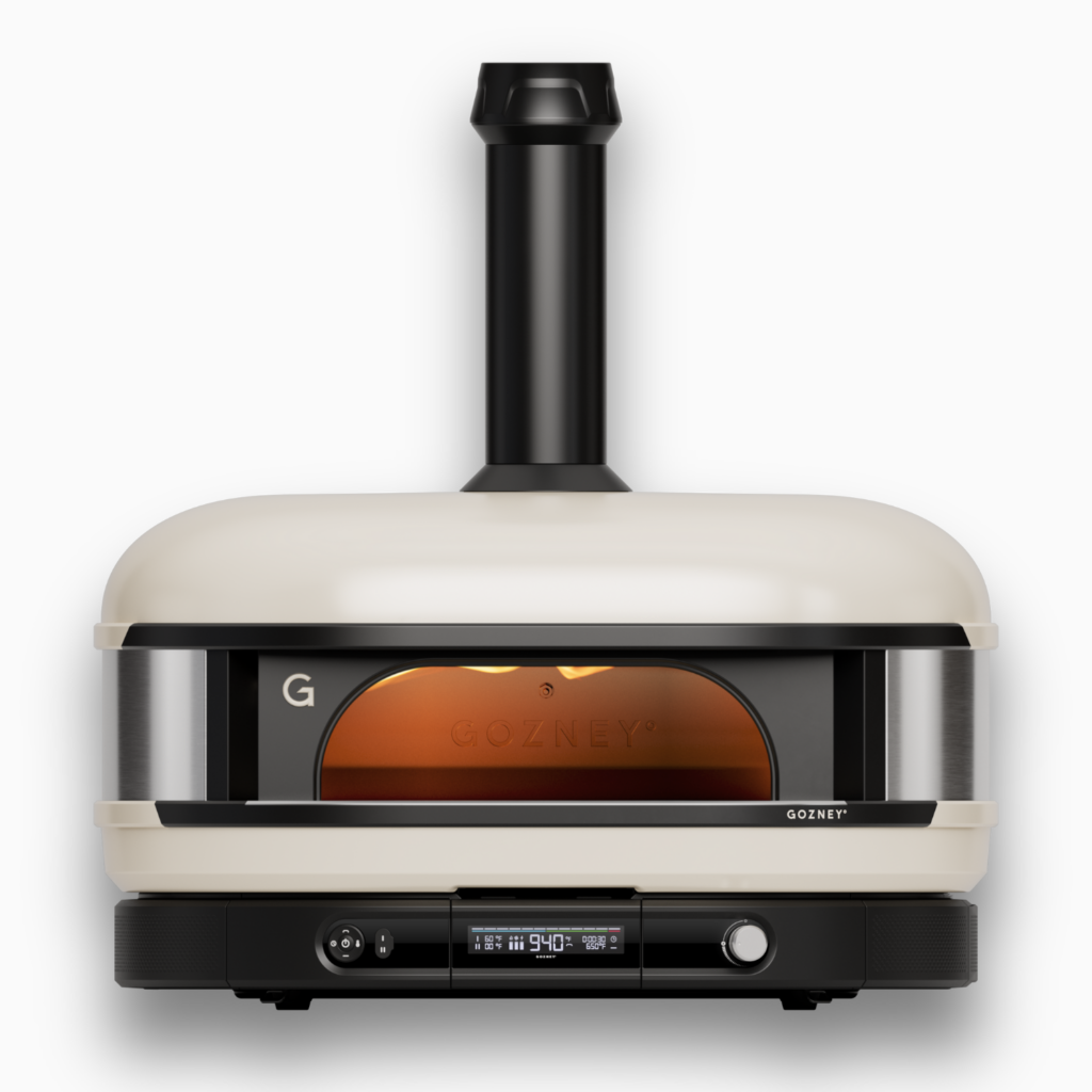 Gozney Dome XL Pizzaofen in Cremeweiß mit digitaler Temperaturanzeige