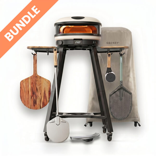 Gozney Arc Creme Gran Maestro Premium Set Bundle – Pizzaofen auf Ständer mit Holzpeeler, Metallschaufel, Pizzaschieber, Schutzabdeckung und Zubehör