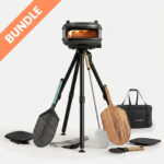Gozney Tread Schwarz Gran Maestro Premium Set Bundle – Mobiler Pizzaofen auf Dreibein-Stativ mit Holzpeeler, Pizzaschieber, Pizzaschneider, Backstein und Tragetasche