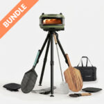 Gozney Tread Olive Gran Maestro Premium Set Bundle – Mobiler Pizzaofen auf Dreibein-Stativ mit Holzpeeler, Pizzaschieber, Pizzaschneider, Backstein und Tragetasche