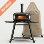 Gozney Dome Schwarz 2. Generation Pizzaofen auf Ständer mit Schutzabdeckung – Outdoor Wetterfest Set Bundle für den Garten